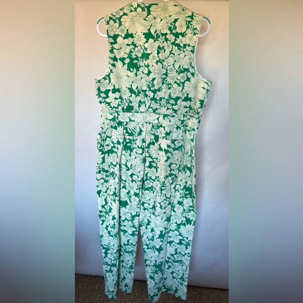 NEW w/Tags Skies Are Blue Curvy Green White Floral Jumpsuit Plus size 1X - Picture 4 of 10